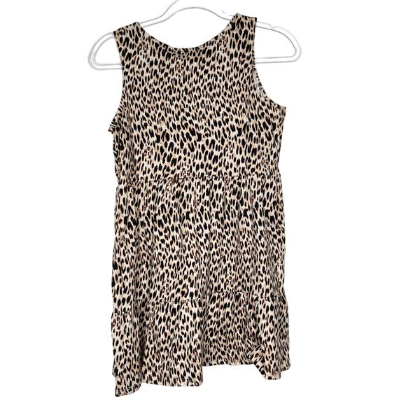LOVE FIRE Youth Kids Leopard Print Tiered Tank Dress Sleeveless Tan Black Size L - Picture 2 of 4